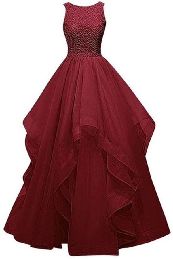 burgundy prom ball gown
